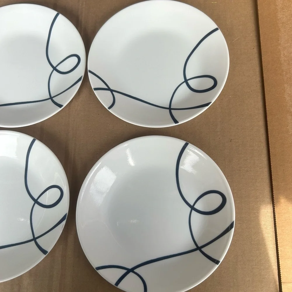 Corelle by Corning Lia ‘blue swirl’ set of 4 dishes salad dessert plates 6.75”